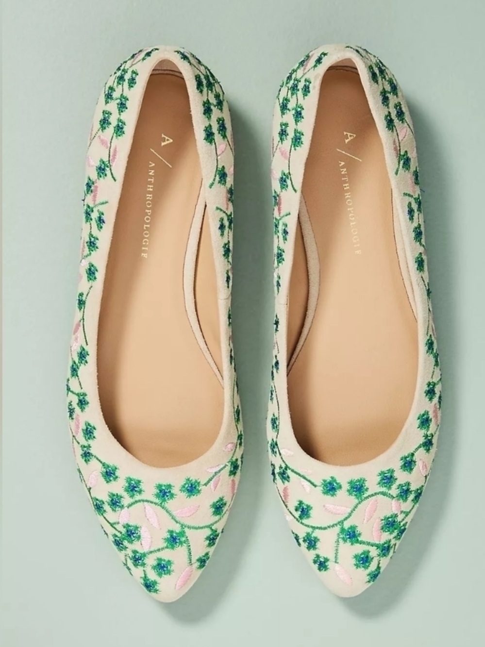 Anthropologie Floral Vine Ballet Flats